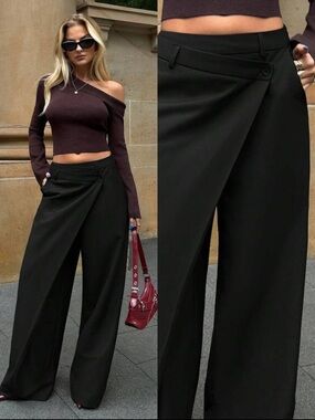 Forever 21 Black Wide-Leg Dress Trousers